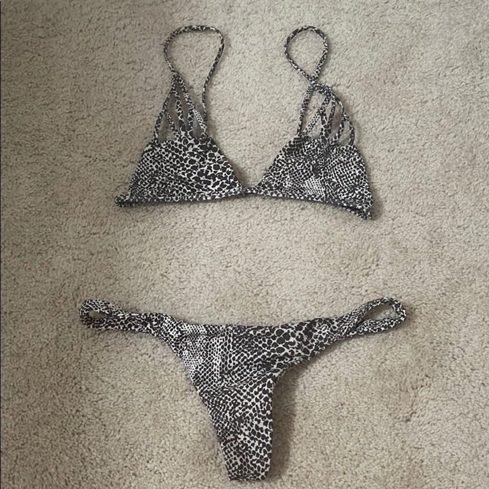 acacia swimwear Black and White Animal Print Bikini